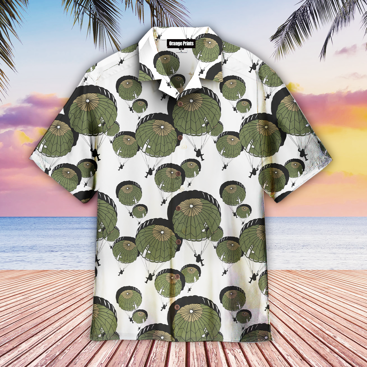 Army Parachute Aloha Hawaiian Shirts For Men For Women