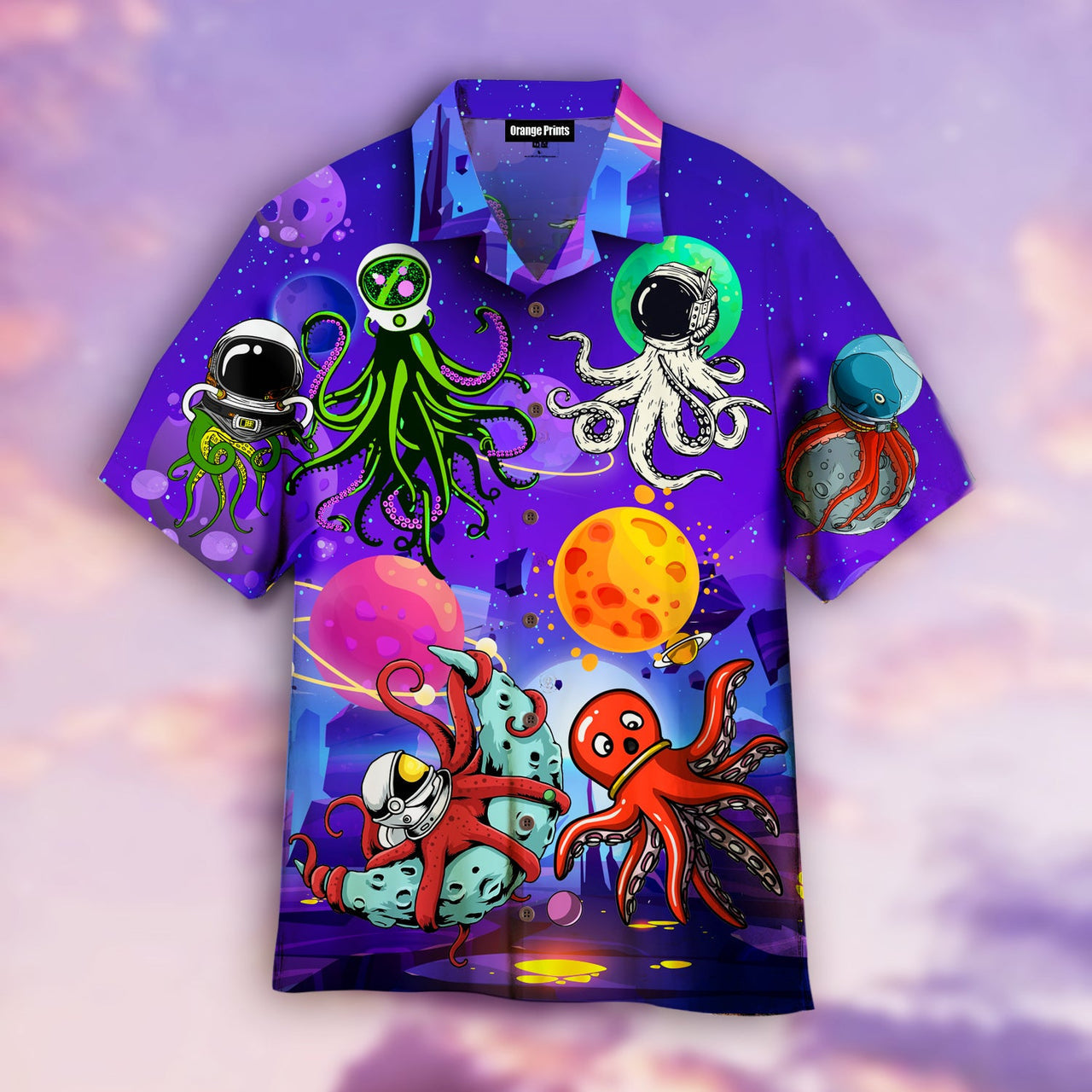 Funny Octopus Space Aloha Hawaiian Shirts Unisex