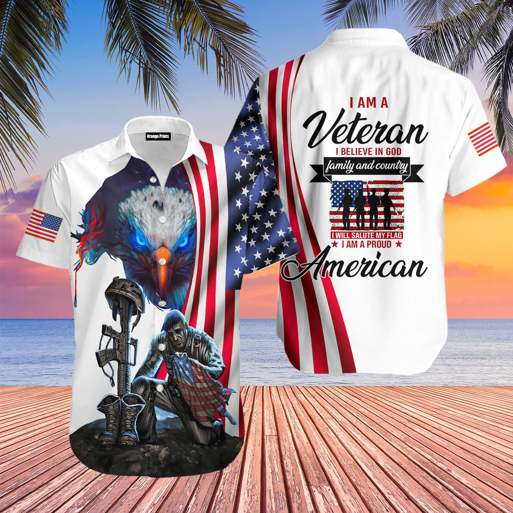 I Am A Veteran Believe In God Proud American Aloha Hawaiian Shirts For Men For Women