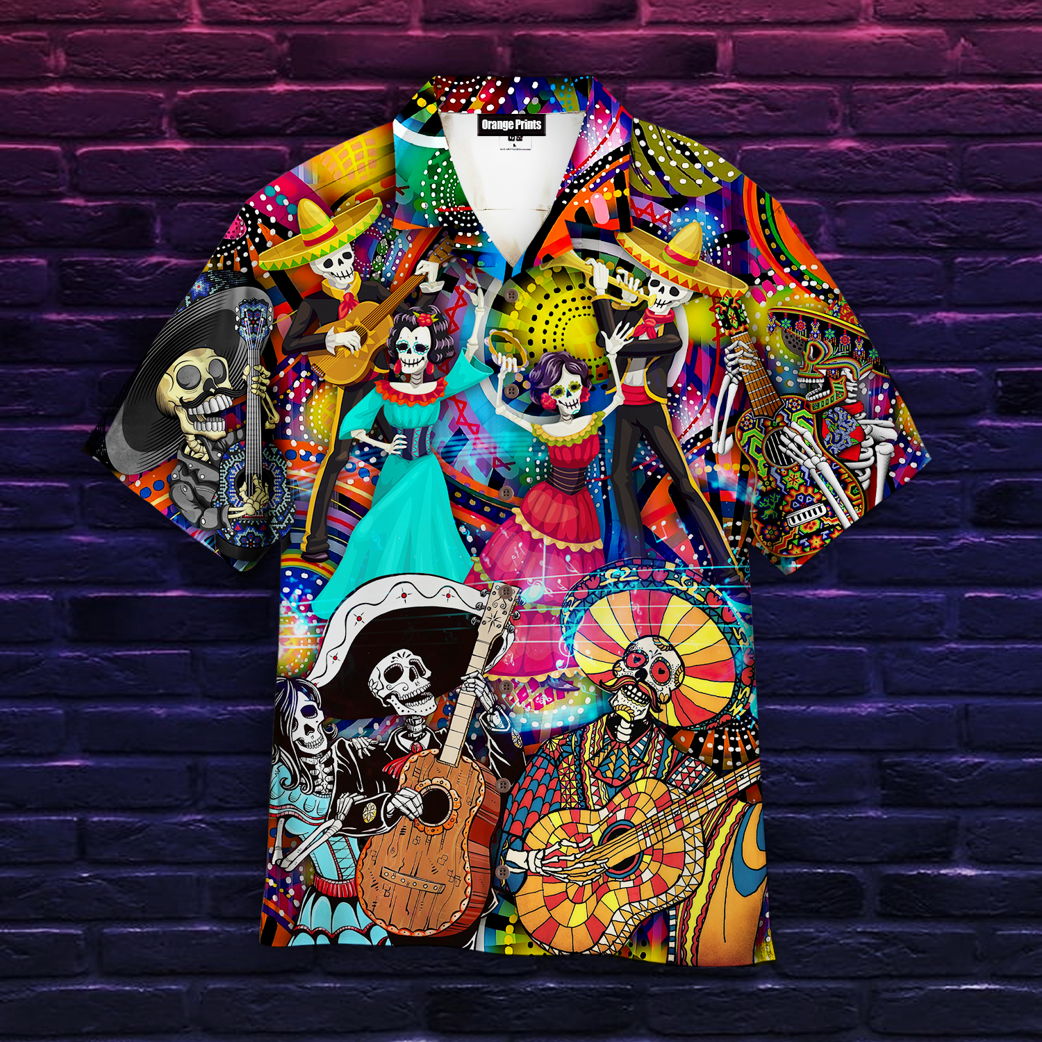 Lets Play A Guitar Skull Mexican Style Aloha Hawaiian Shirts For Men And Women