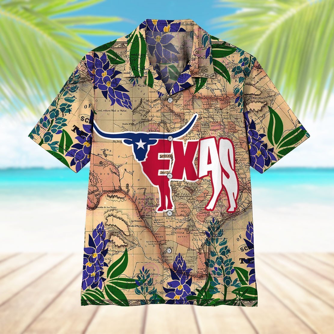 Longhorn Flag Texas Aloha Hawaiian Shirts For Men For Women