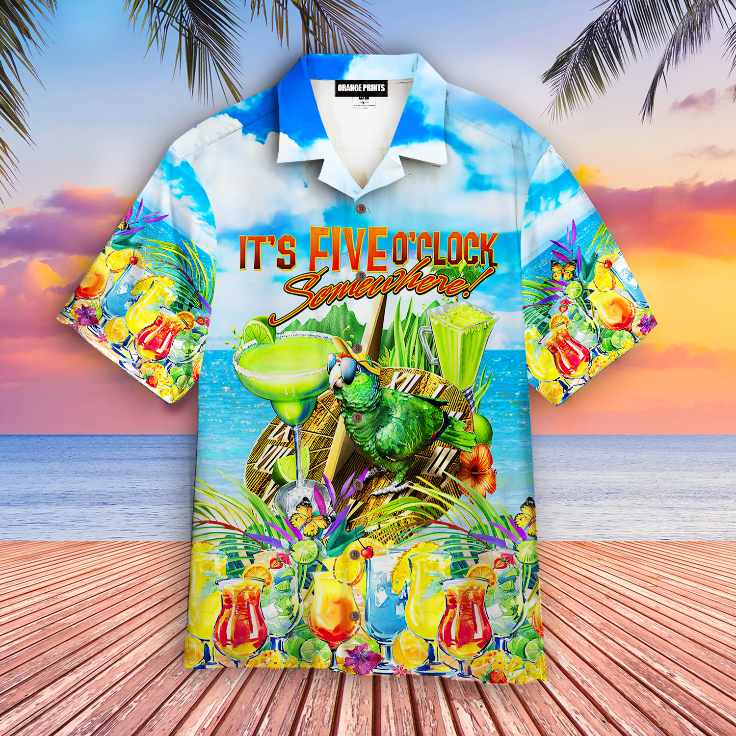 Parrot Its 5 Oclock Somewhere Aloha Hawaiian Shirts For Men And Women