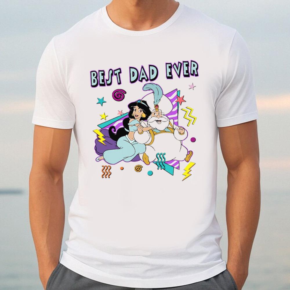 Disney Aladdin Best Dad Ever Jasmine &amp Sultan Retro 90s Gift Shirt