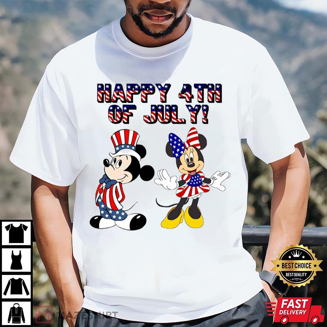 Disney Coulple Mouse Happy Fourth Of July Day Shirt, Mickey And Minnie