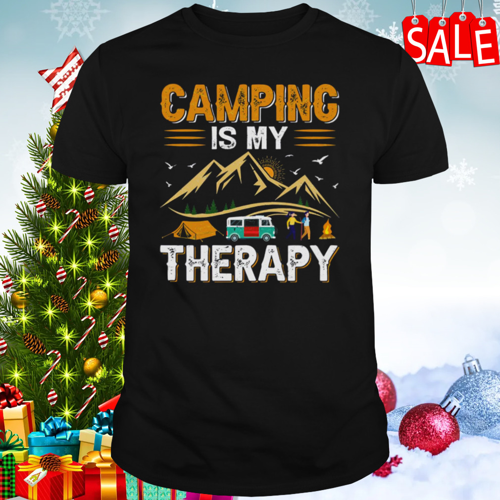 Retro Camping Is My Therapy Camping Funny Quote shirt
