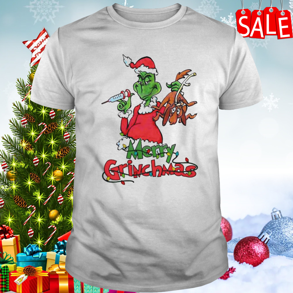 Santa Grinch And Dog Merry Grinchmas Nurse T-shirt - Trend Tee Shirts Store