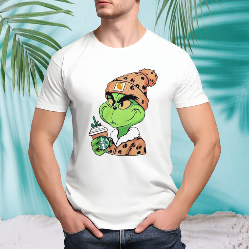 Grinch Leopard drink starbuck coffee shirt