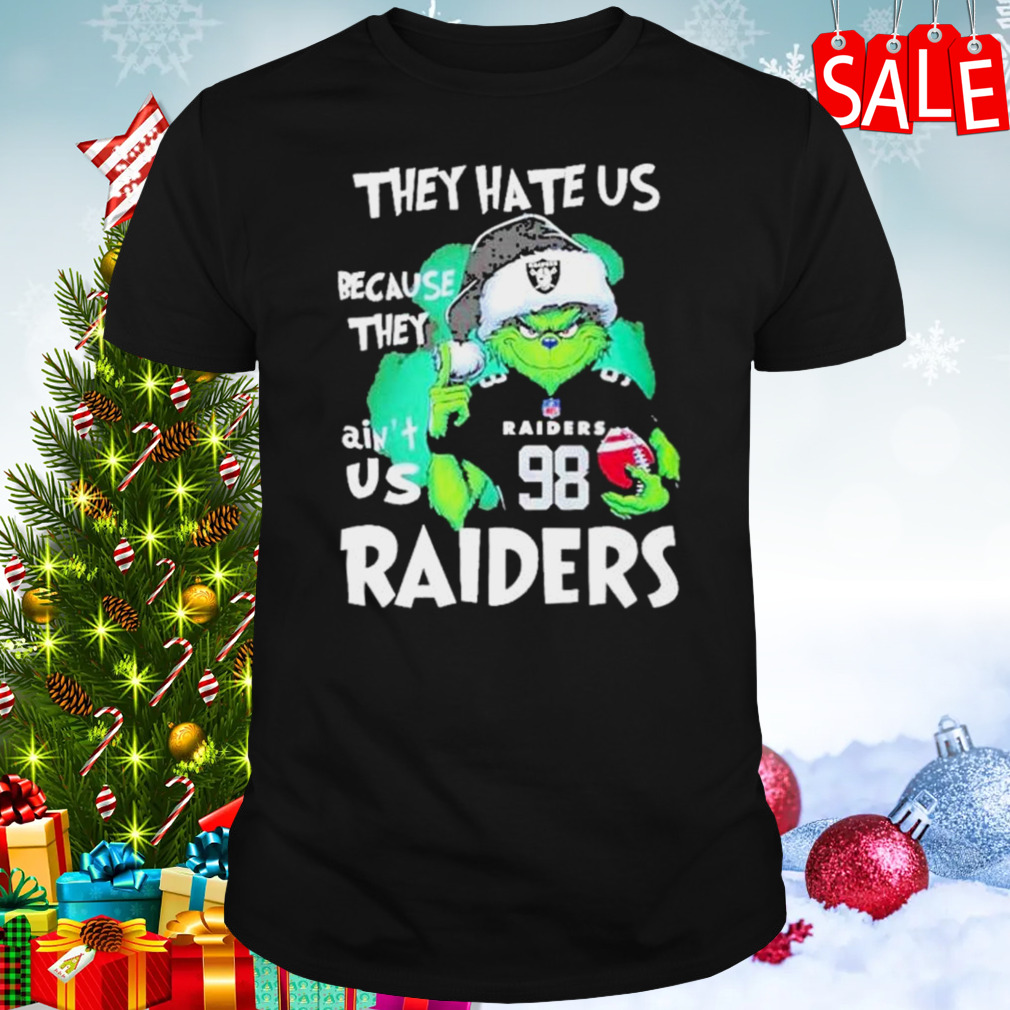 Santa Grinch They Hate Us Because They Las Vegas Raiders Christmas Shirt