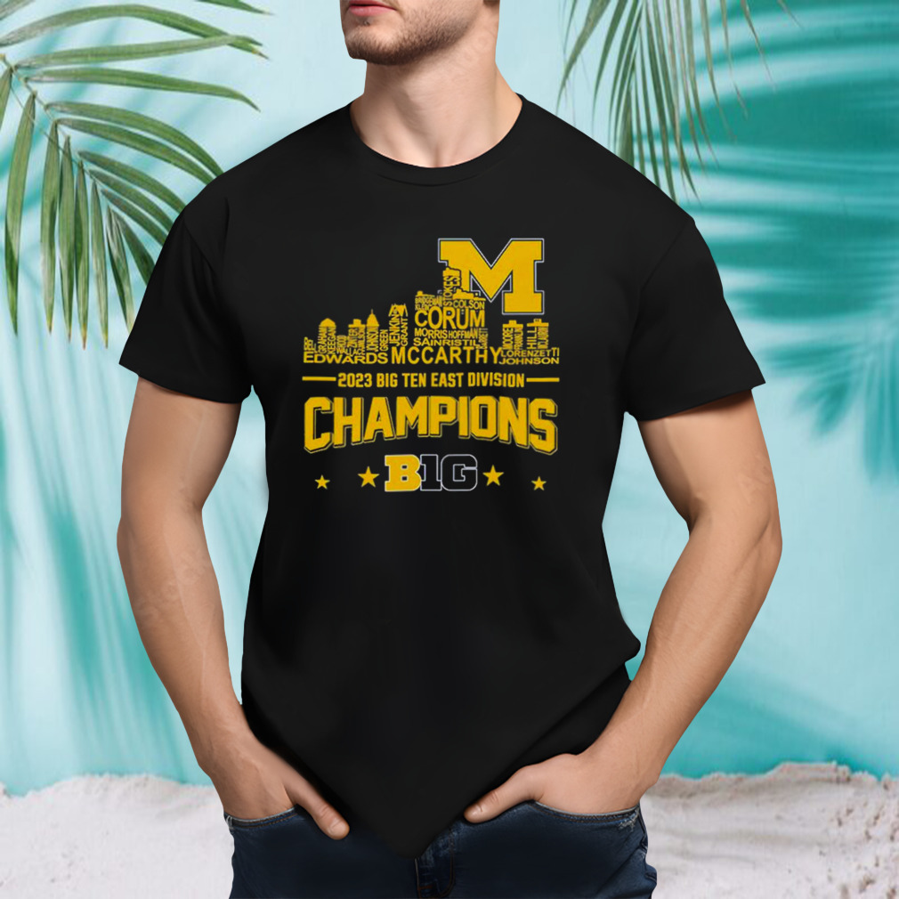 Michigan Wolverines Players Names City Skyline 2023 Big Ten East Division Champions Shirt