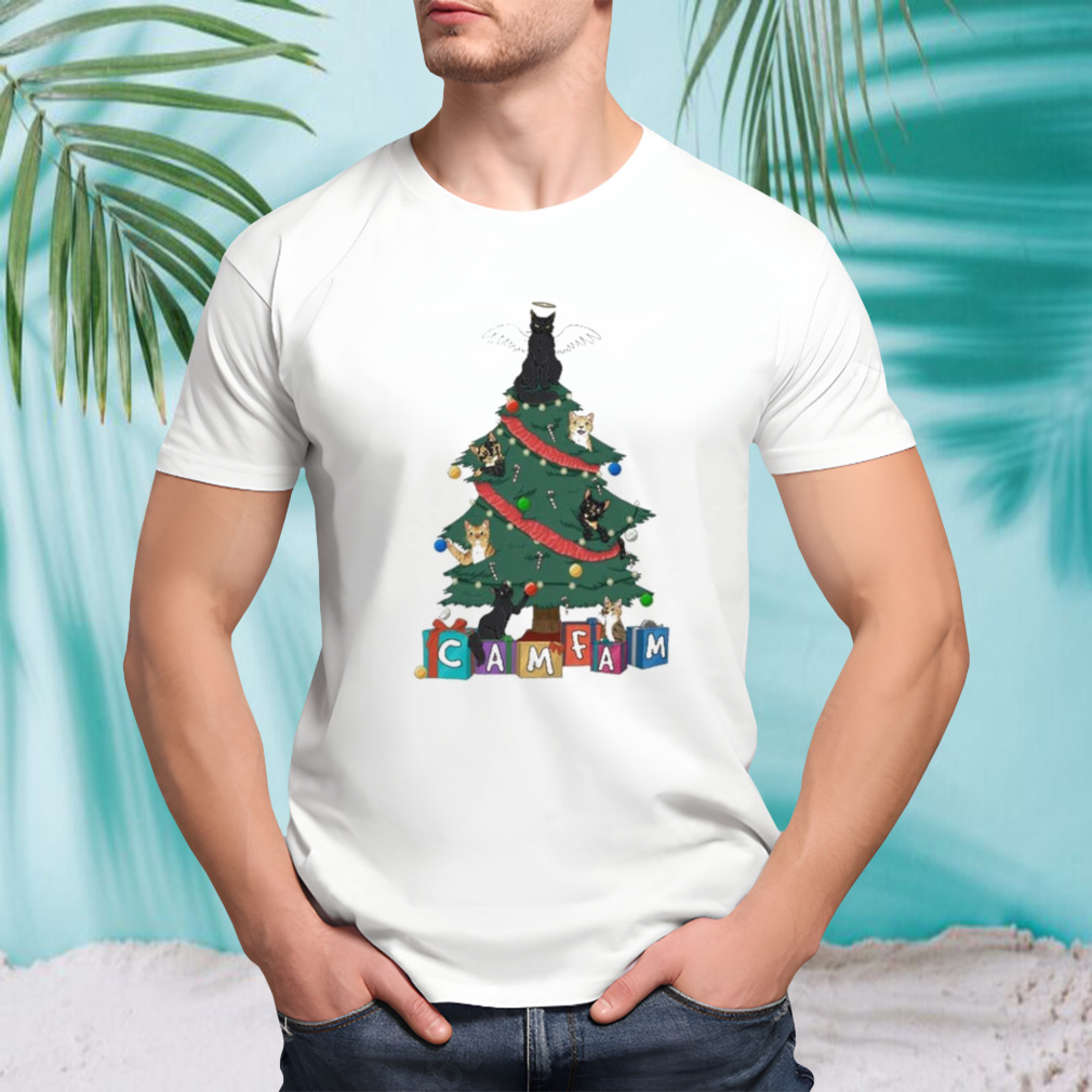 Cat a cam fam Christmas tree shirt