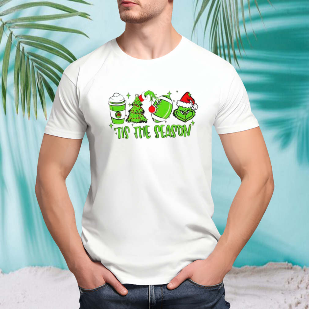 Coffee Christmas football Grinch tis the season shirt