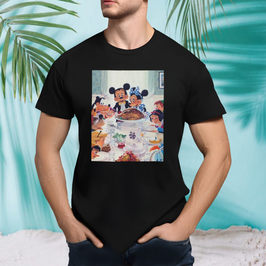 Disney Has Released A New Thanksgiving Painting With Mickey Minnie Snow White Goofy Peter Pan T-Shirt