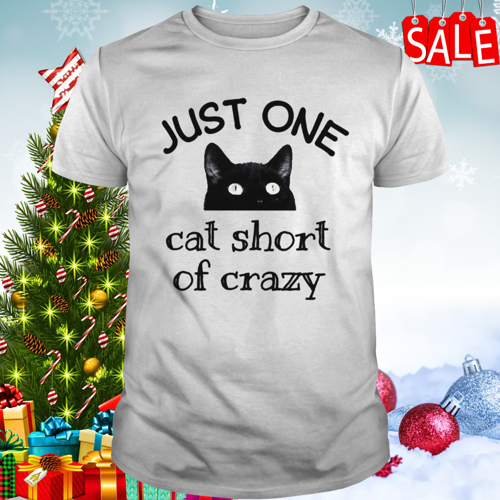 One Cat Short Of Crazy Funny Quote Black Cat shirt