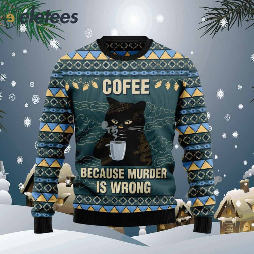 Coffee Cat Ugly Christmas Sweater