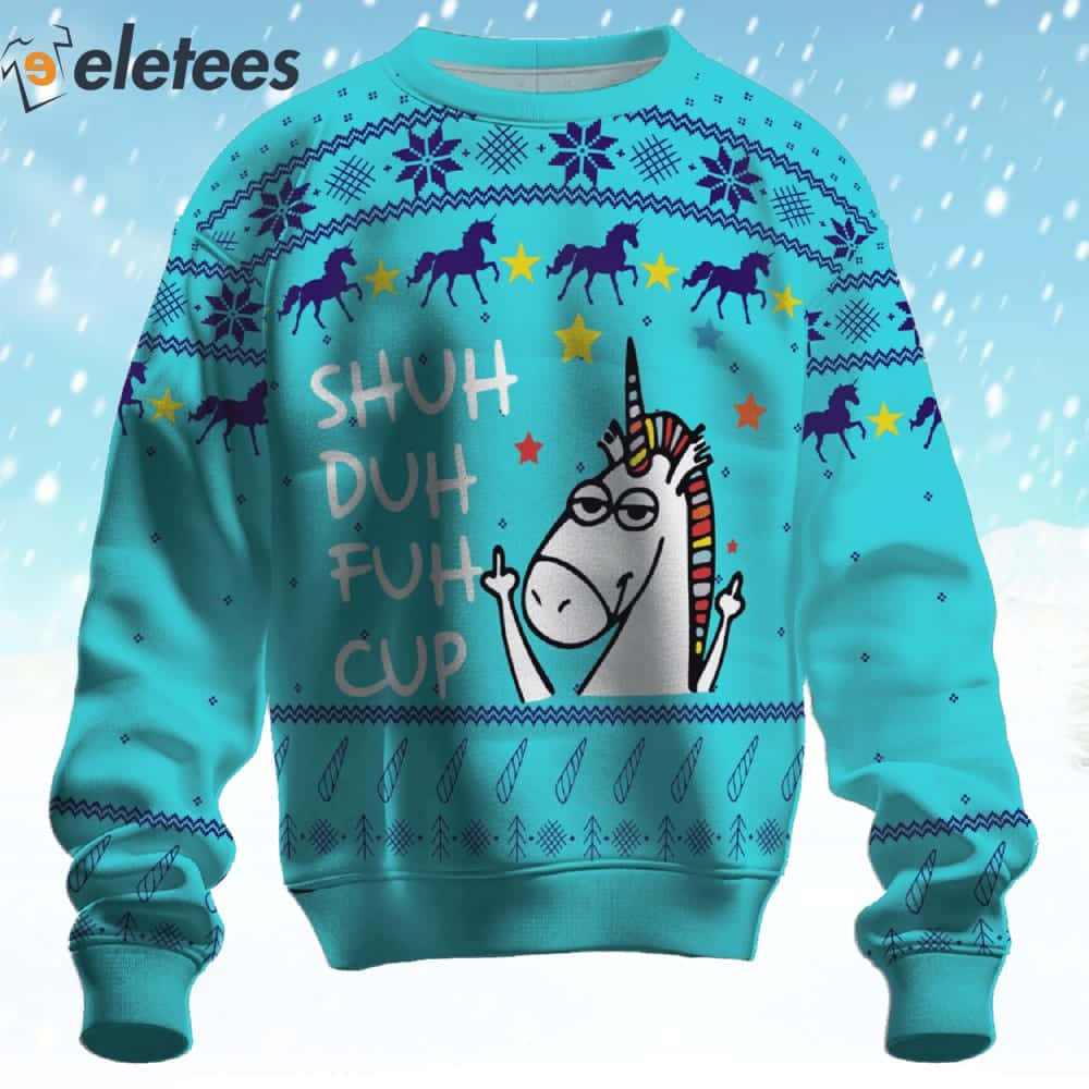 Cool Unicorn Shuh Duh Fuh Cup Christmas Ugly Sweater