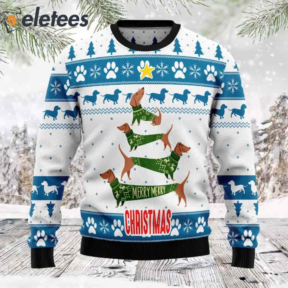 Cute Dachshund Christmas Tree Ugly Sweater