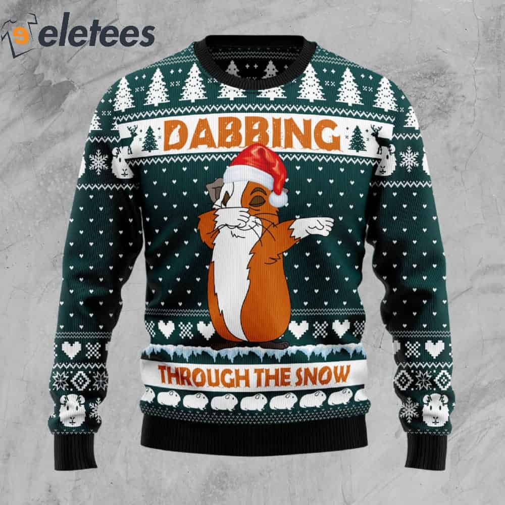 Dabbing Through The Snow Guinea Pig Ugly Christmas Sweater