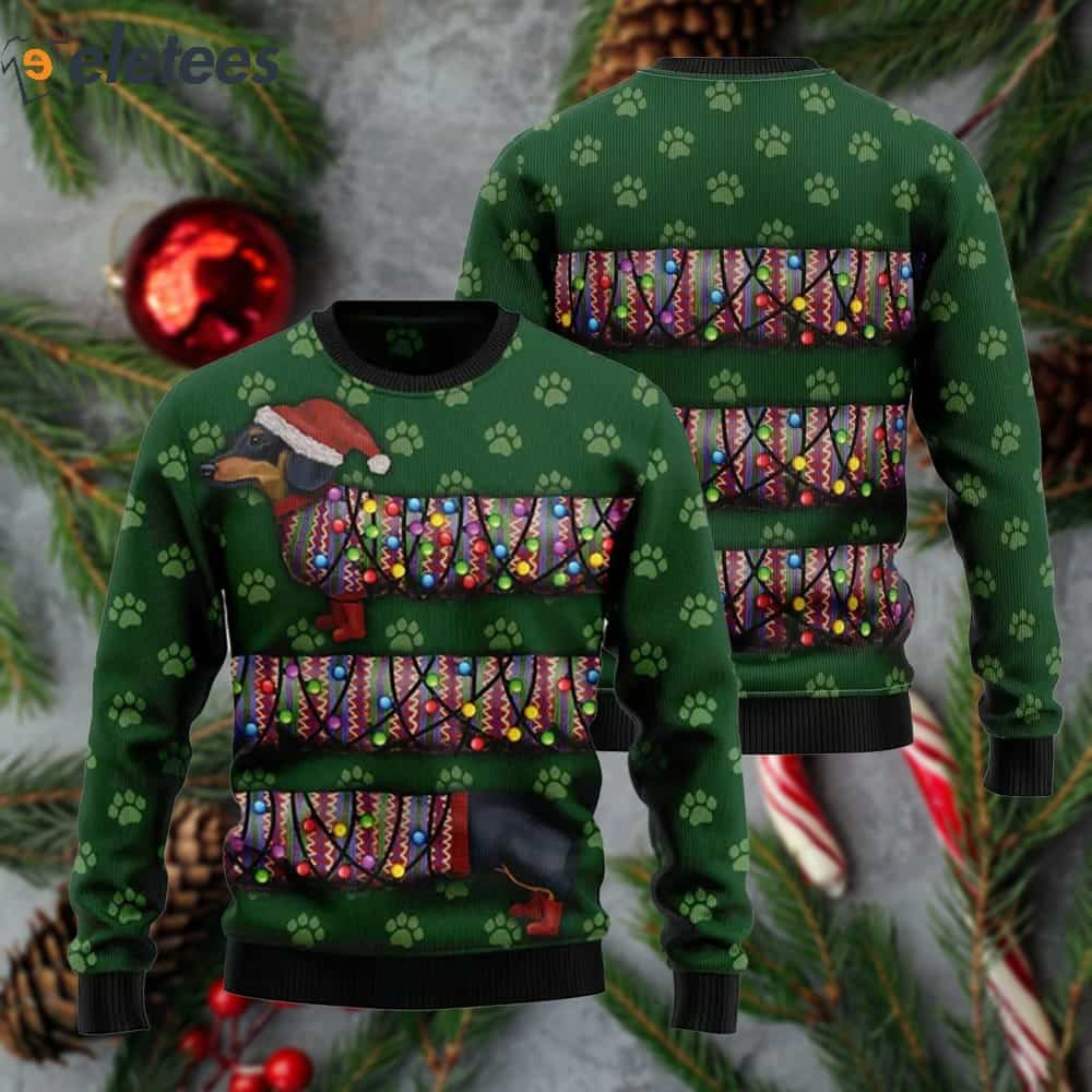 Dachshund Christmas Light Ugly Sweater