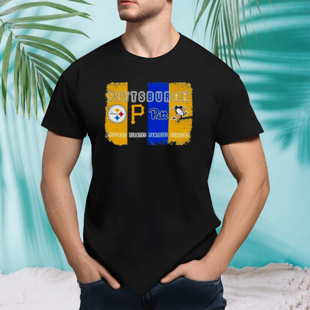 Pittsburgh Steelers, Pirates, Panthers and Penguins Sports Team Flag Shirt
