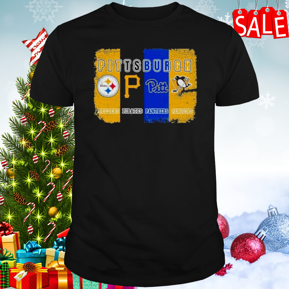 Pittsburgh Steelers, Pirates, Panthers and Penguins Sports Team Flag Shirt