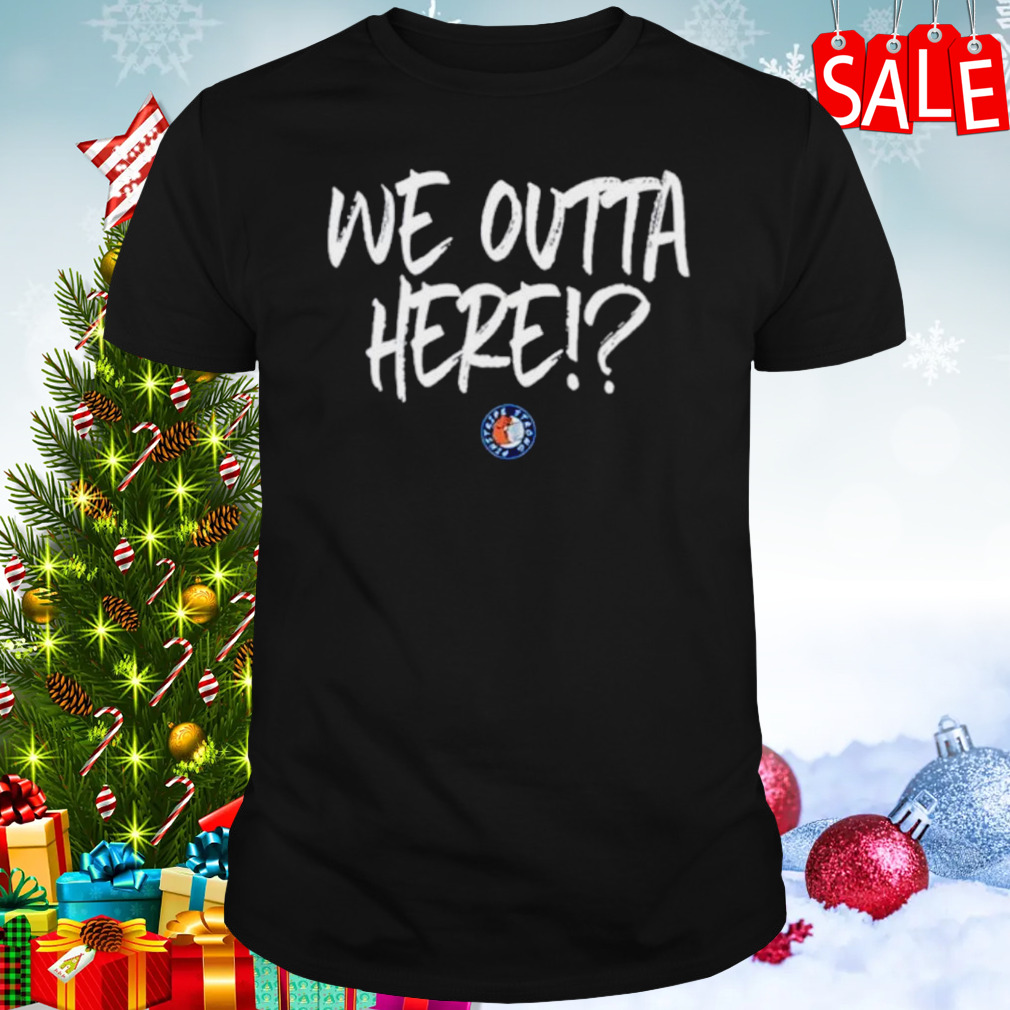 pinstripe strong We outta here shirt
