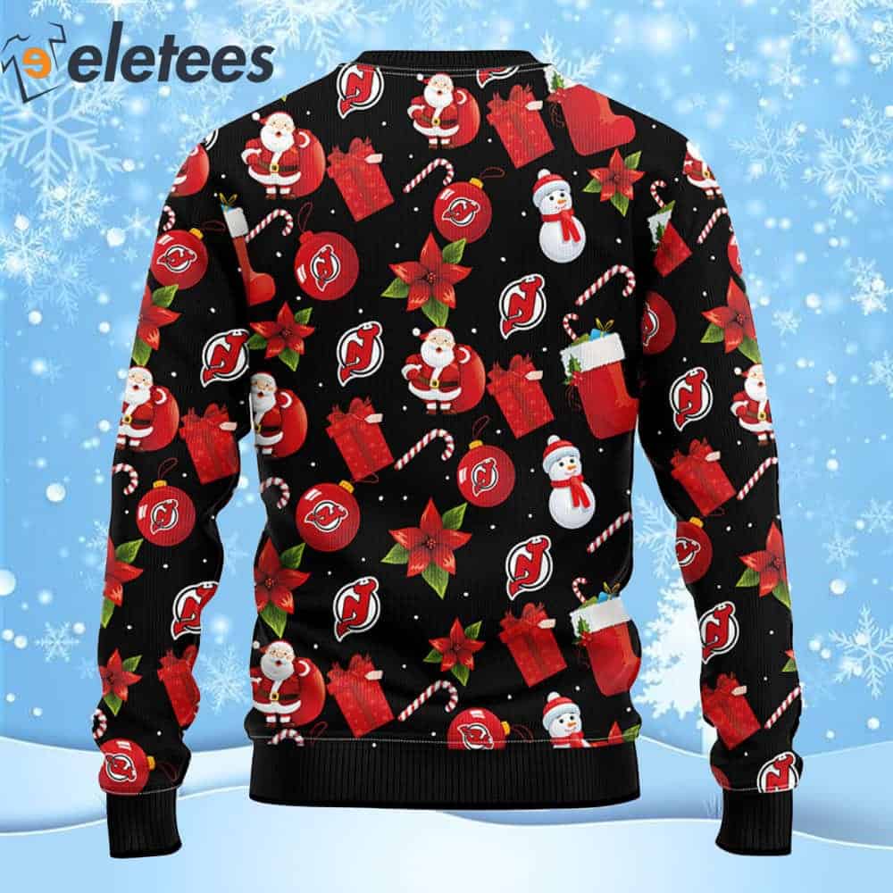 Devils Hockey Santa Claus Snowman Ugly Christmas Sweater