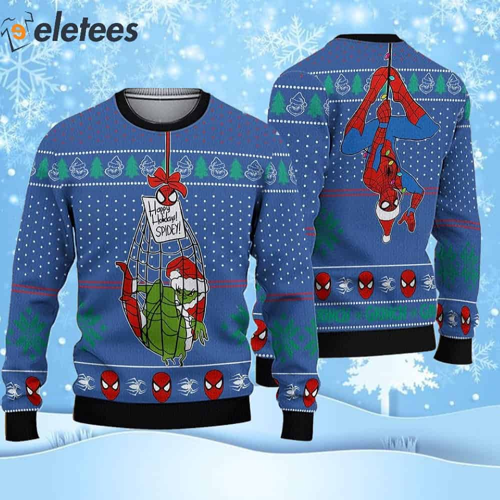 Funny Spiderman Stealing Ugly Christmas Sweater