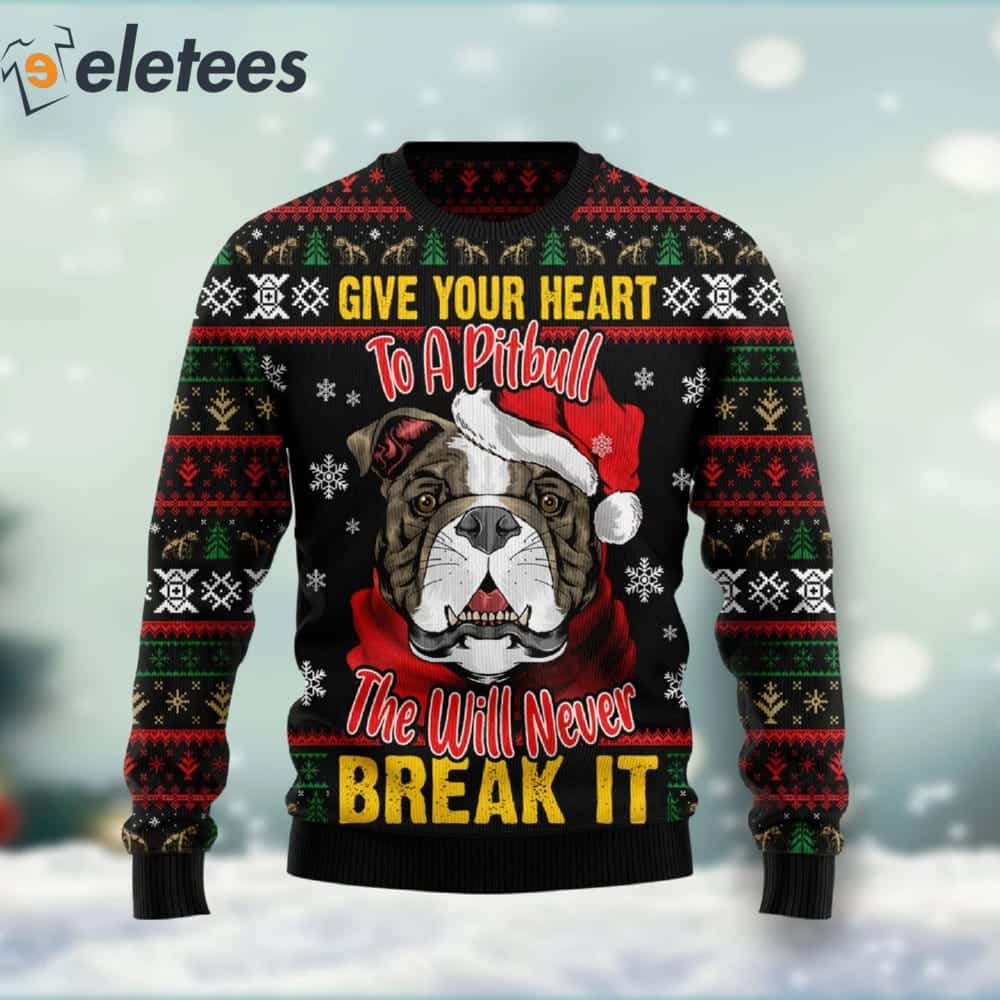 Give Your Heart To A Pitbull Ugly Christmas Sweater