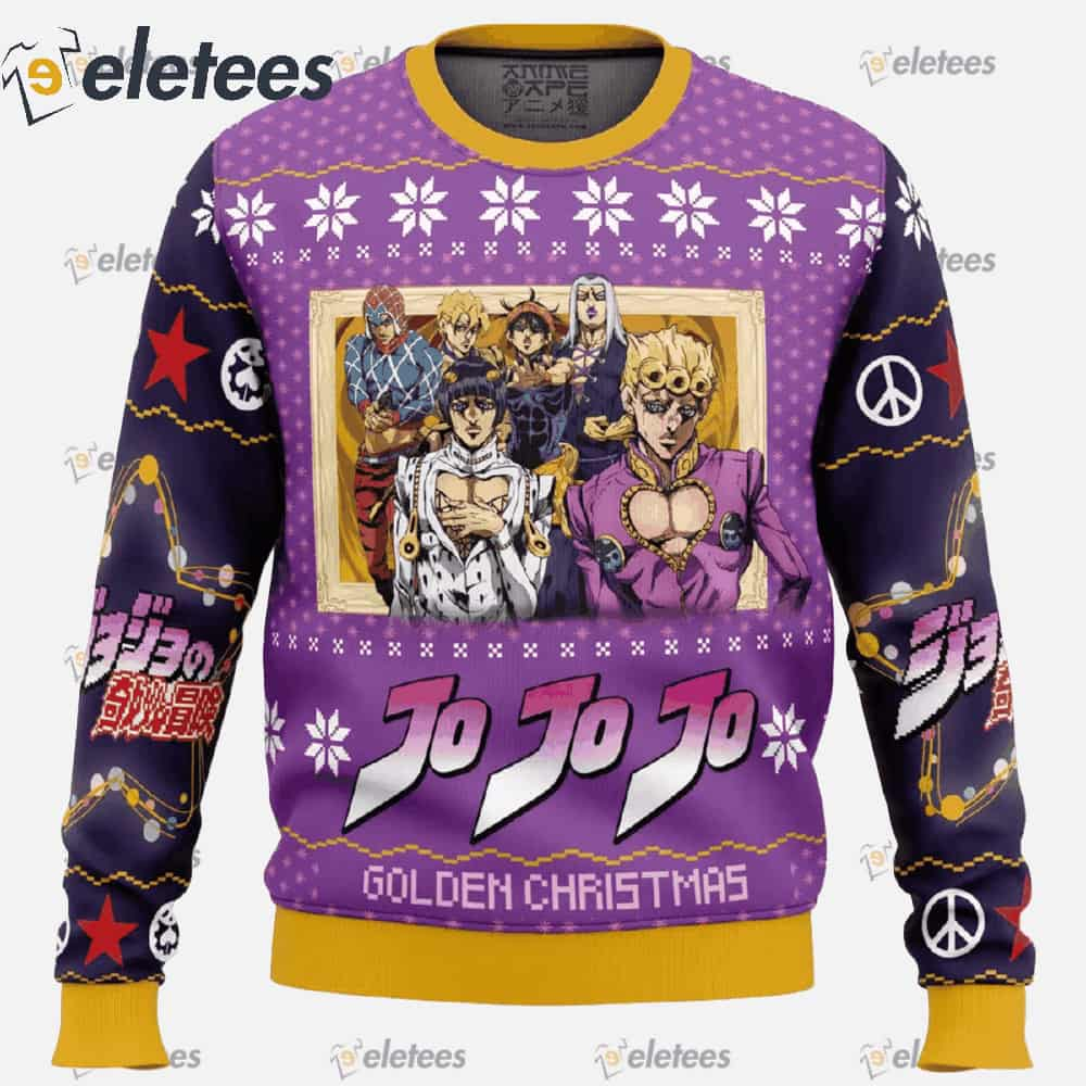 Golden Christmas Jojo's Bizarre Adventure Ugly Christmas Sweater