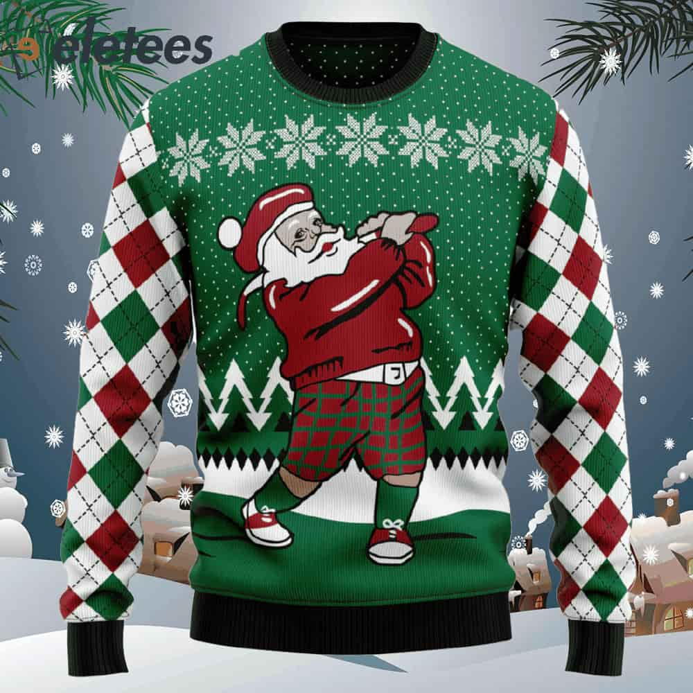 Golfer Santa Ugly Christmas Sweater