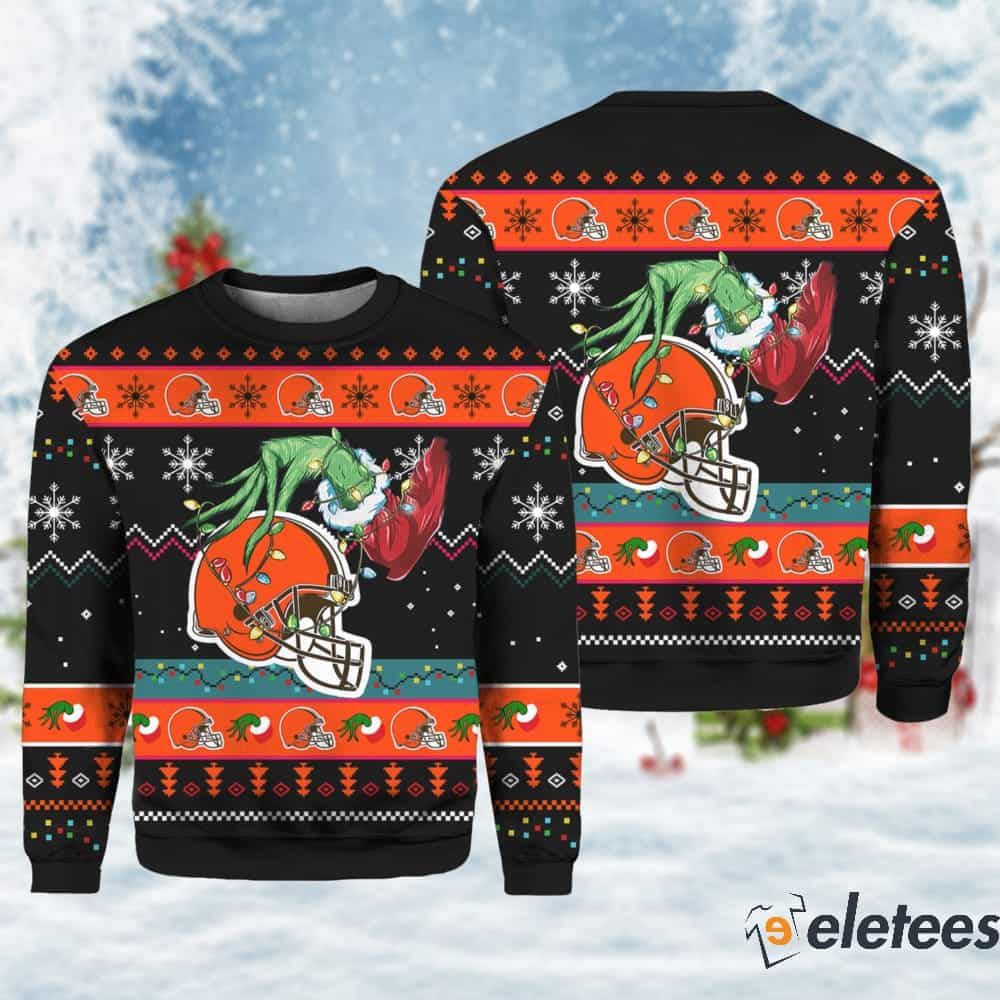 Grnch Stole Cleveland Browns Ugly Christmas Sweater