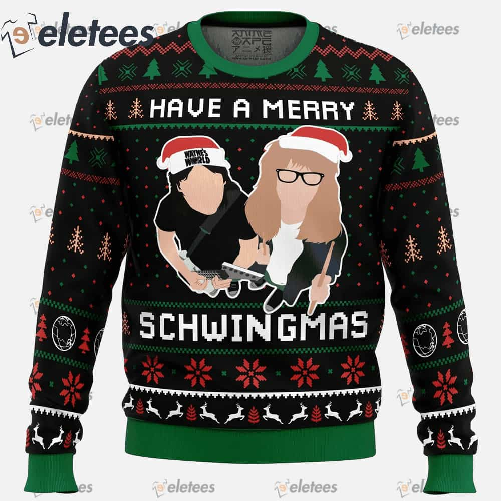 Have A Merry Schwingmas Wayne's World Ugly Christmas Sweater