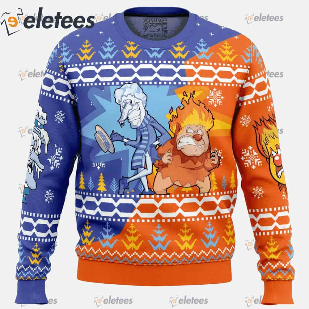 Heat and Snow Miser The Year Without a Santa Claus Ugly Christmas Sweater