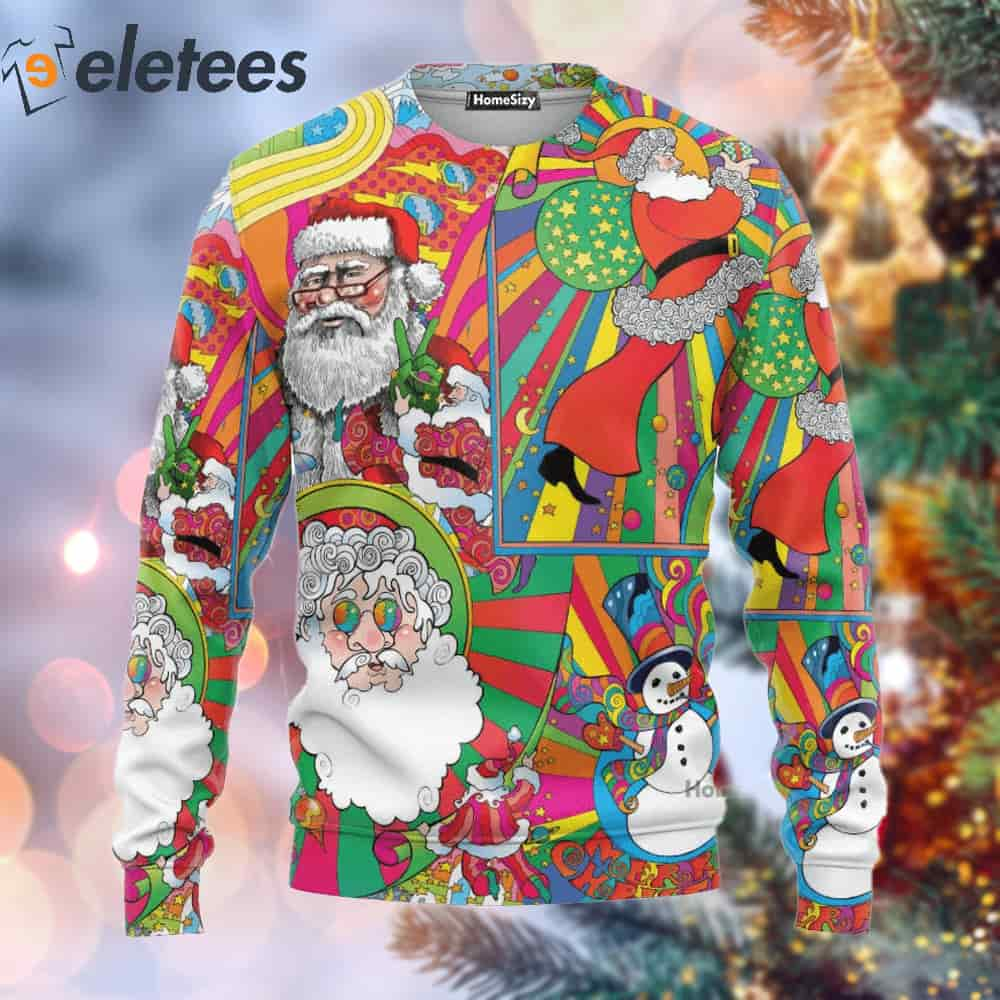 Hippie Santa Merry Christmas Ugly Christmas Sweater