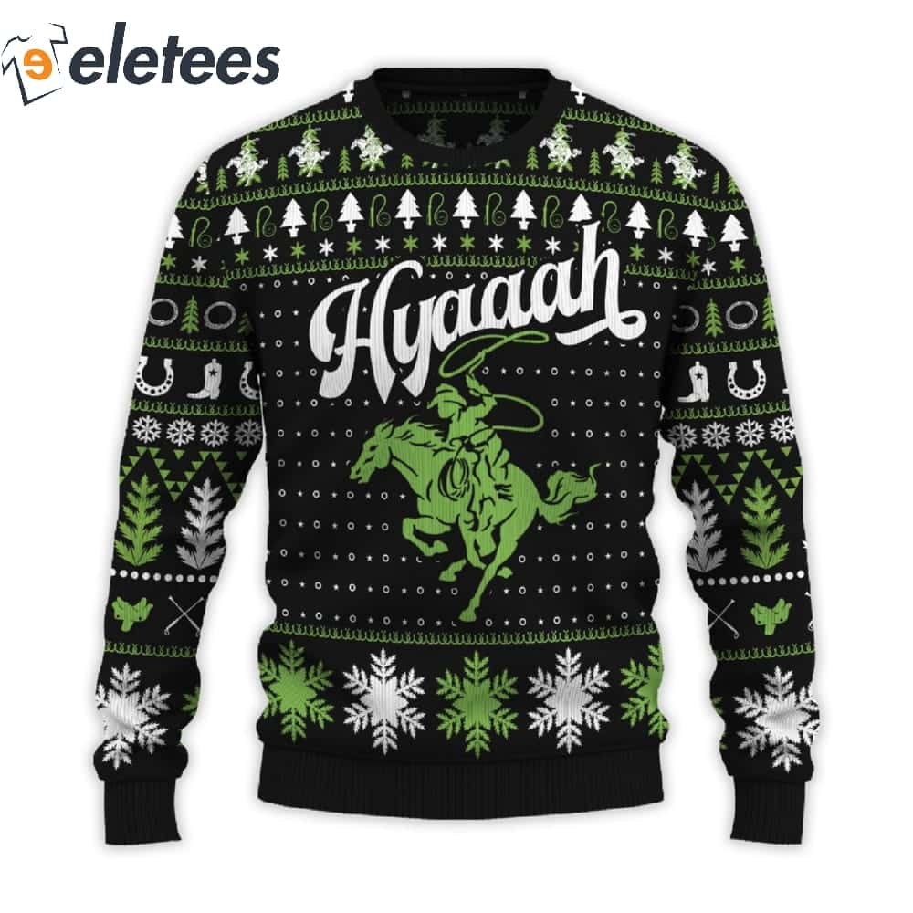 Hyaaah Horse Rodeo Ugly Christmas Sweater