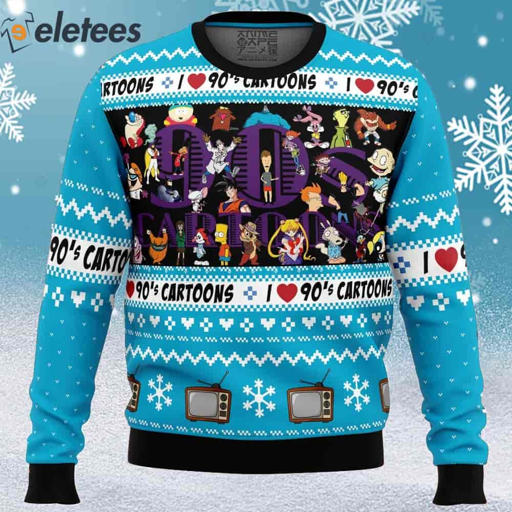 I Love The 90s Cartoons Ugly Christmas Sweater