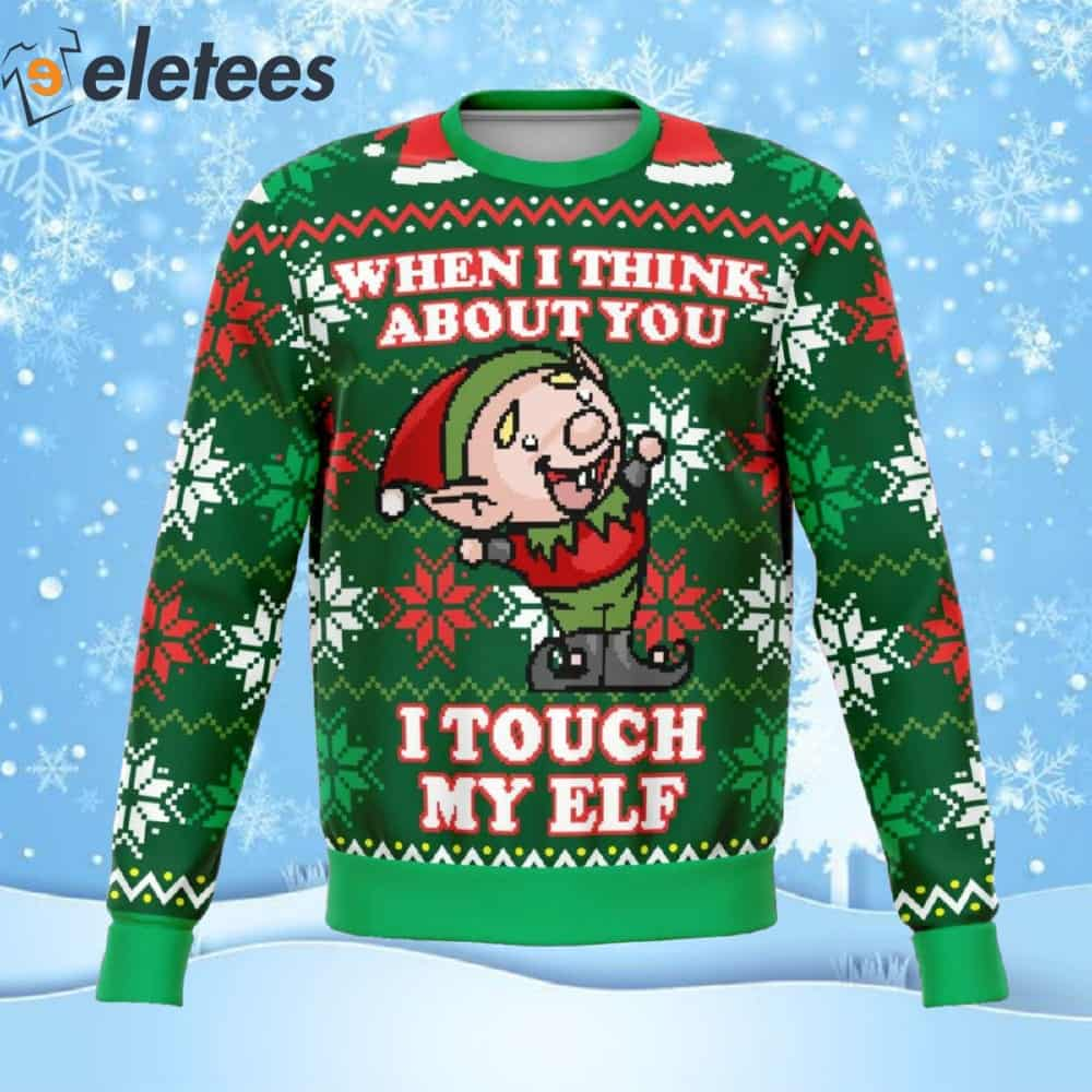 I Touch My Elf Offensive Ugly Christmas Sweater