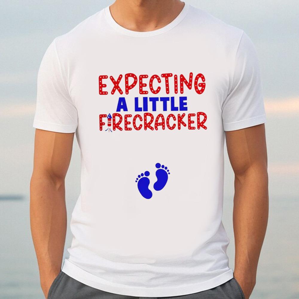 Expecting A Little Firecracker Tee, Patriotic Baby Reveal