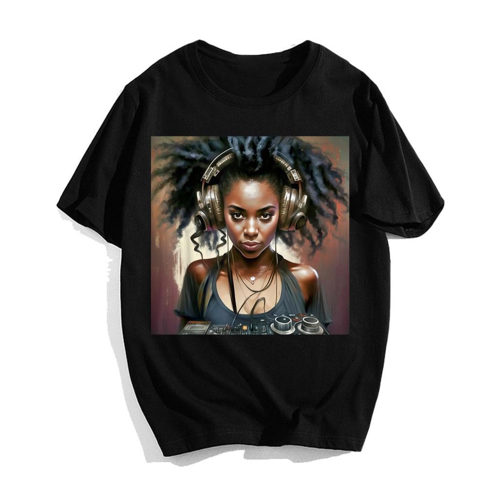 Expressionism Beautiful Black Female DJ T-Shirt