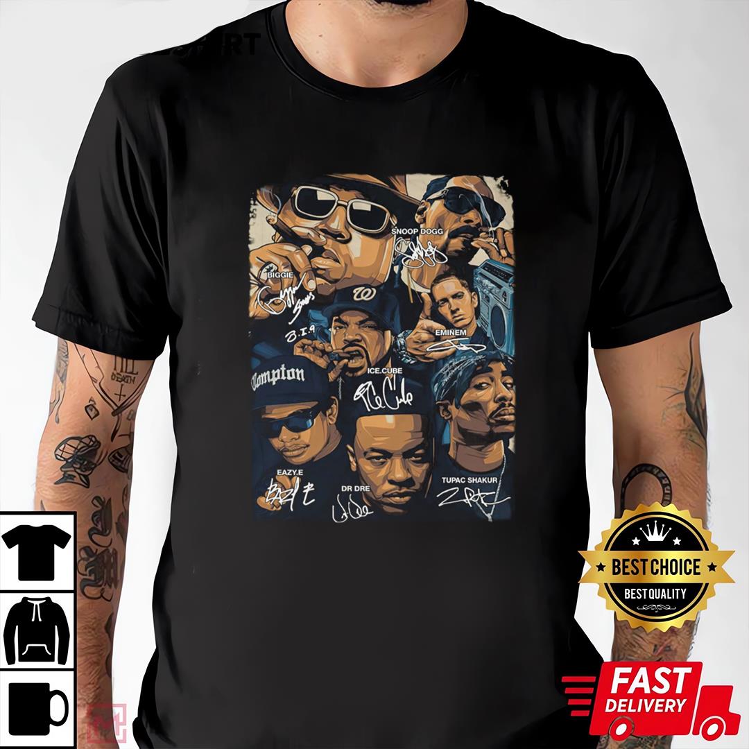 F.R.I.E.N.D.S Eminem Eazy-E Ice Cube Snoop Dogg Biggie Tupac Shakur T-shirt