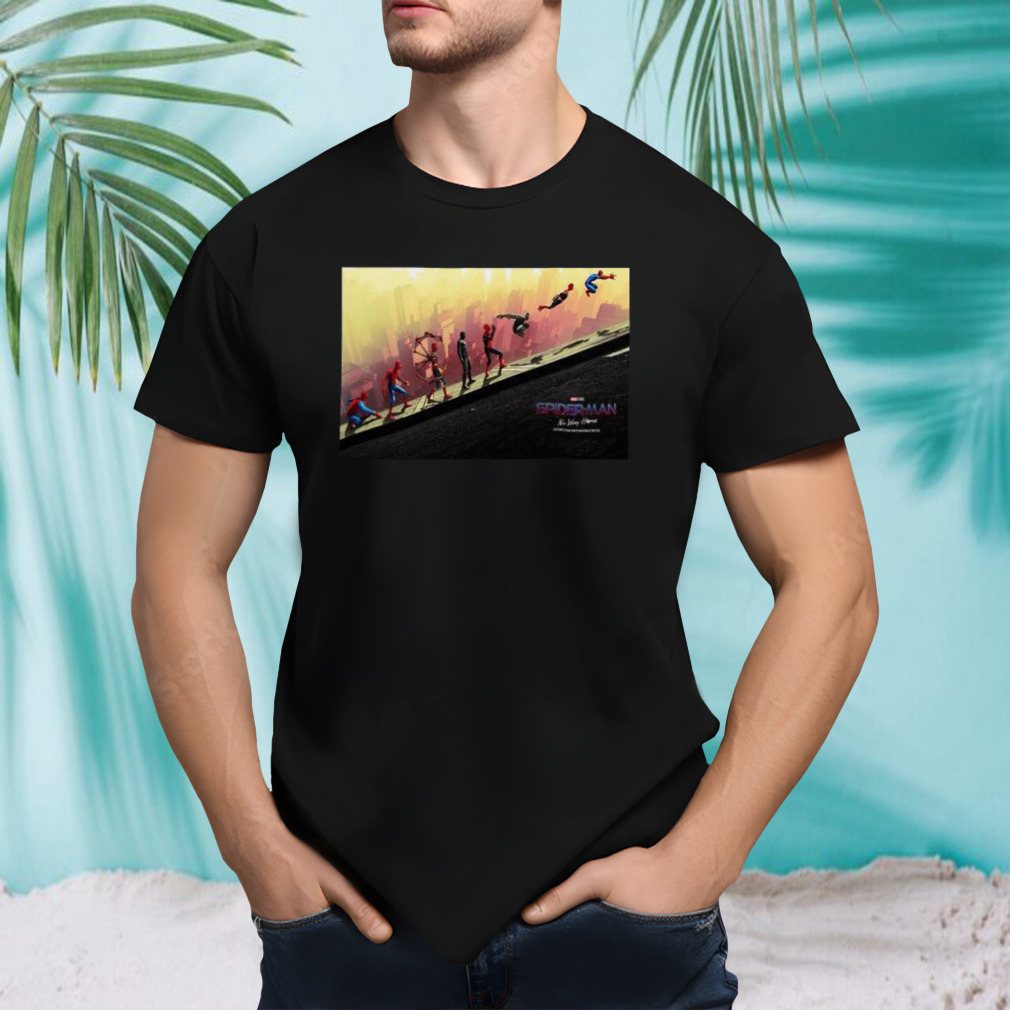 Change Of Spider Man Tom Holland Suit From Come Back Home To No Way Home In Mcu Marvel T-shirt
