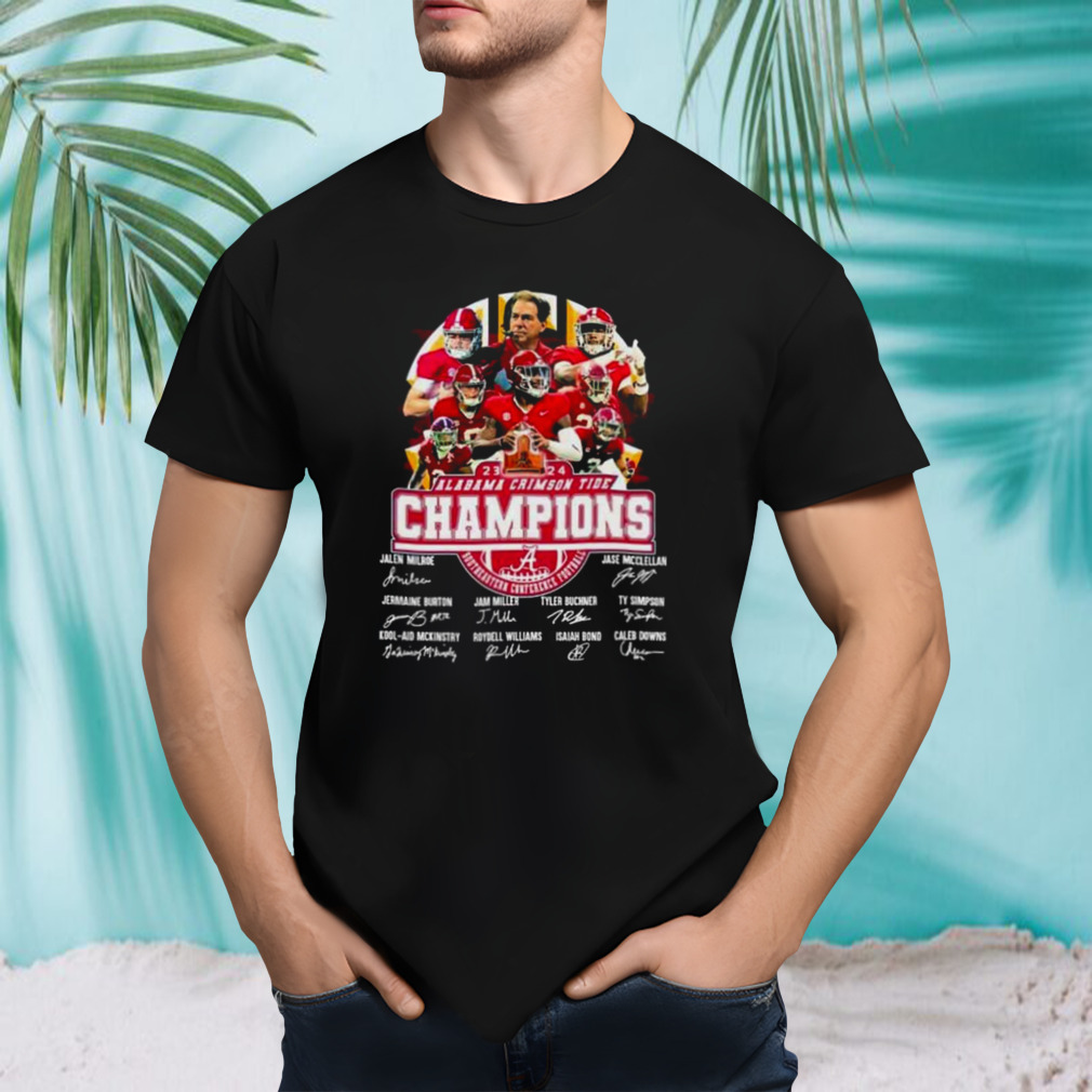 2023-2024 Alabama Crimson Tide Champions Southeastern Conference Football Signatures Unique T-Shirt
