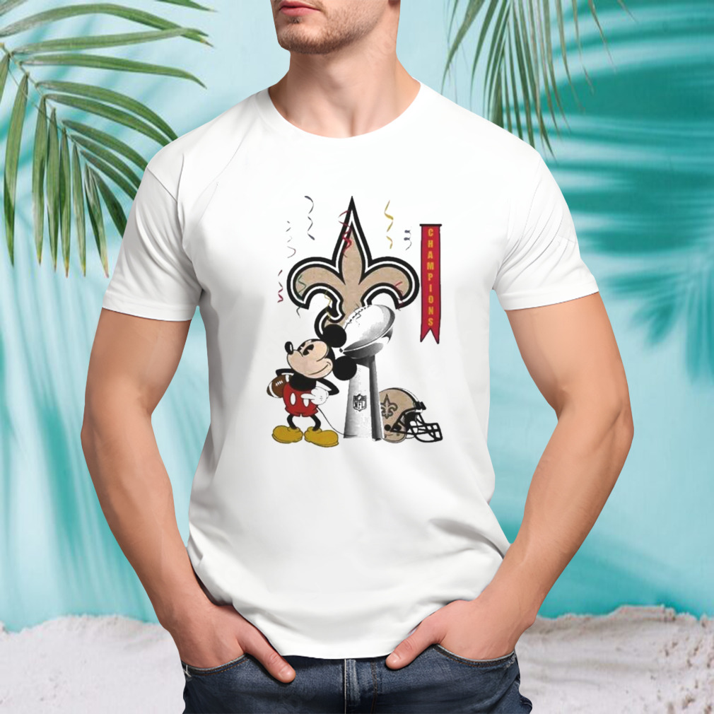Mickey Mouse NFL New Orleans Saints Football Super Bowl Champions Helmet Logo Shirt