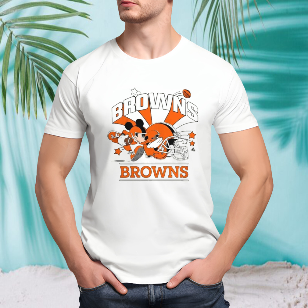 Mickey Mouse Player Cleveland Browns Football Helmet Logo Character Shirt