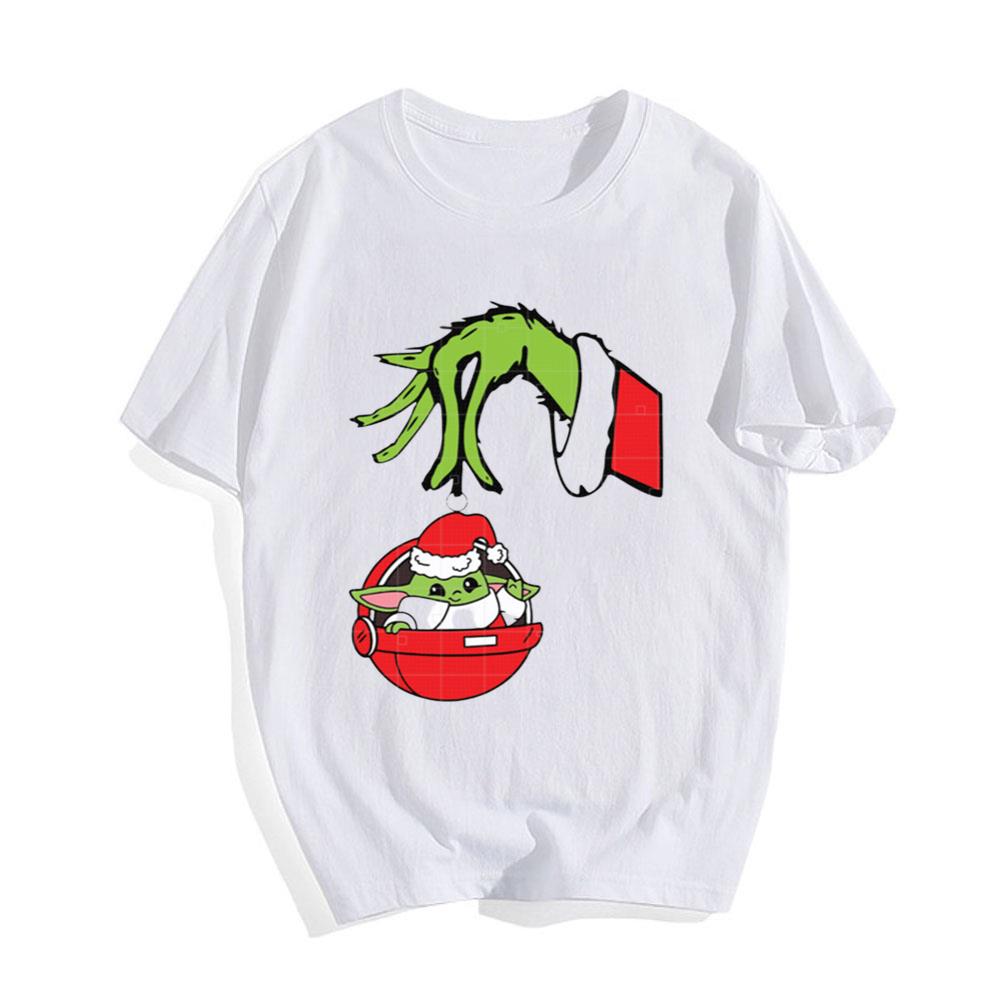Grinch Hand With Baby Yoda Jingle Bell Yoda Christmas T-Shirt