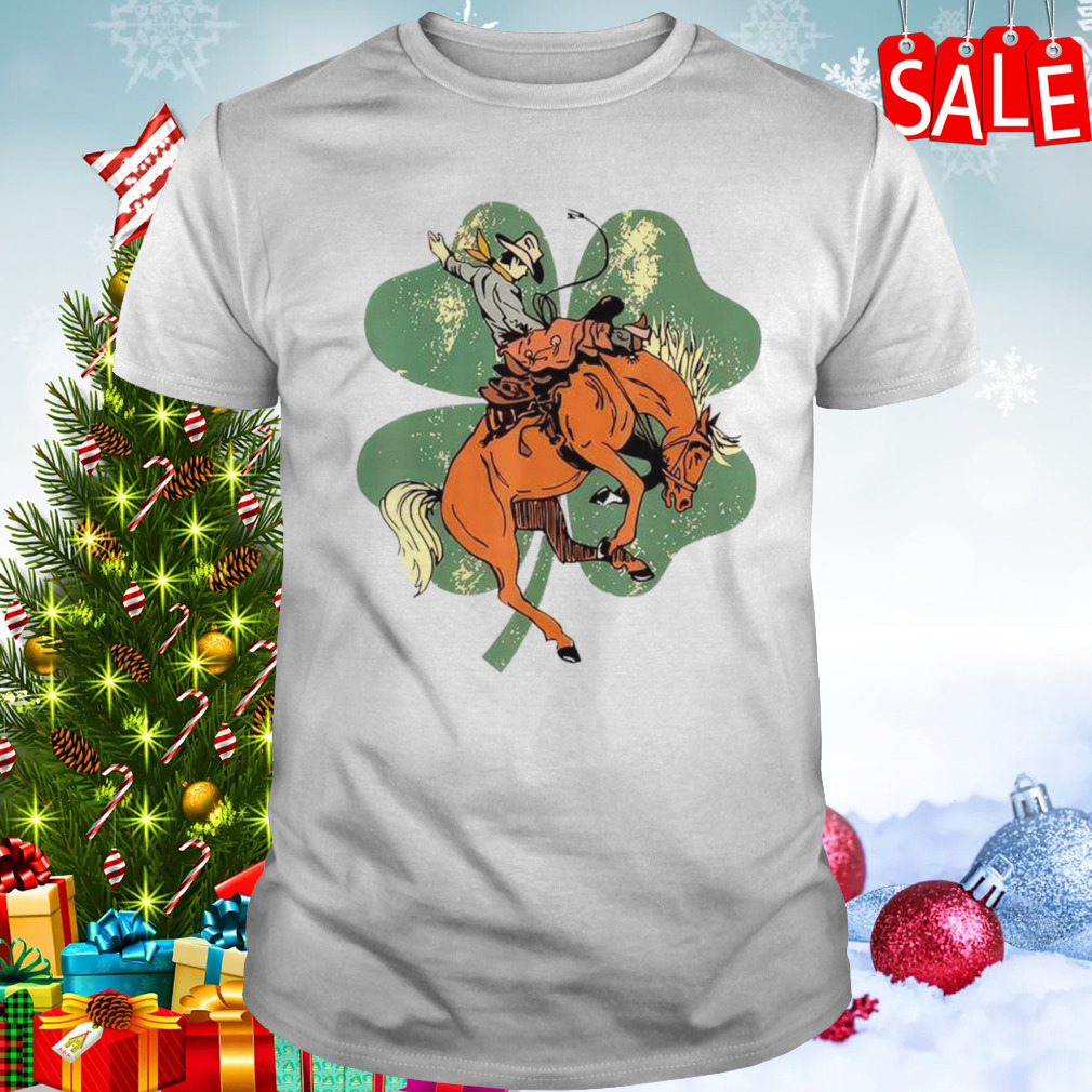 Lucky Bronc Horse Cowgirl Western St Patrick’s Day T-Shirt