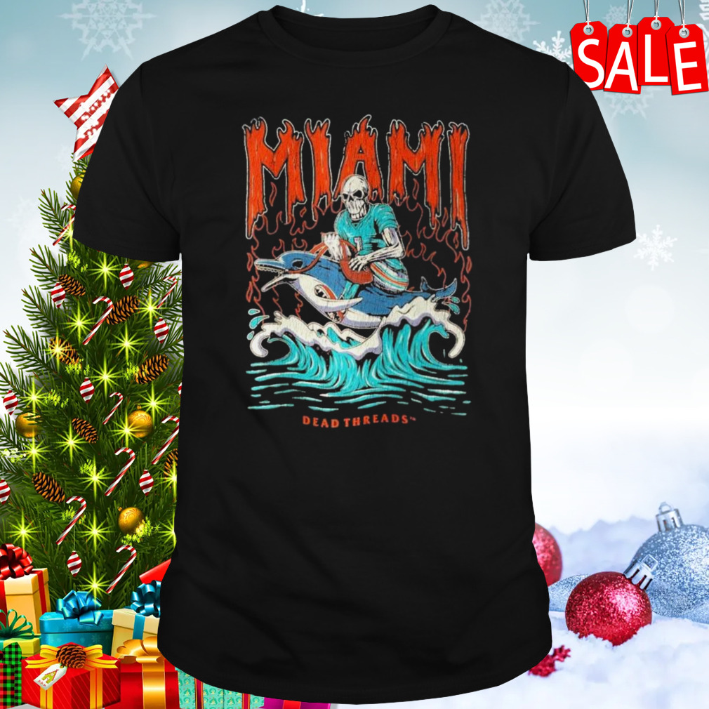 Miami Dolphins Tua Tagovailoa Football Skeleton Dead Threads T-Shirt