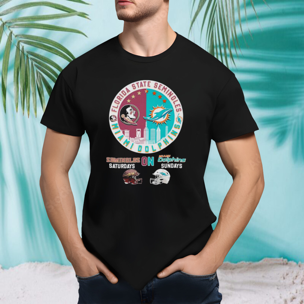 Florida State Seminoles And Miami Dolphins Skyline On Sundays T-Shirt