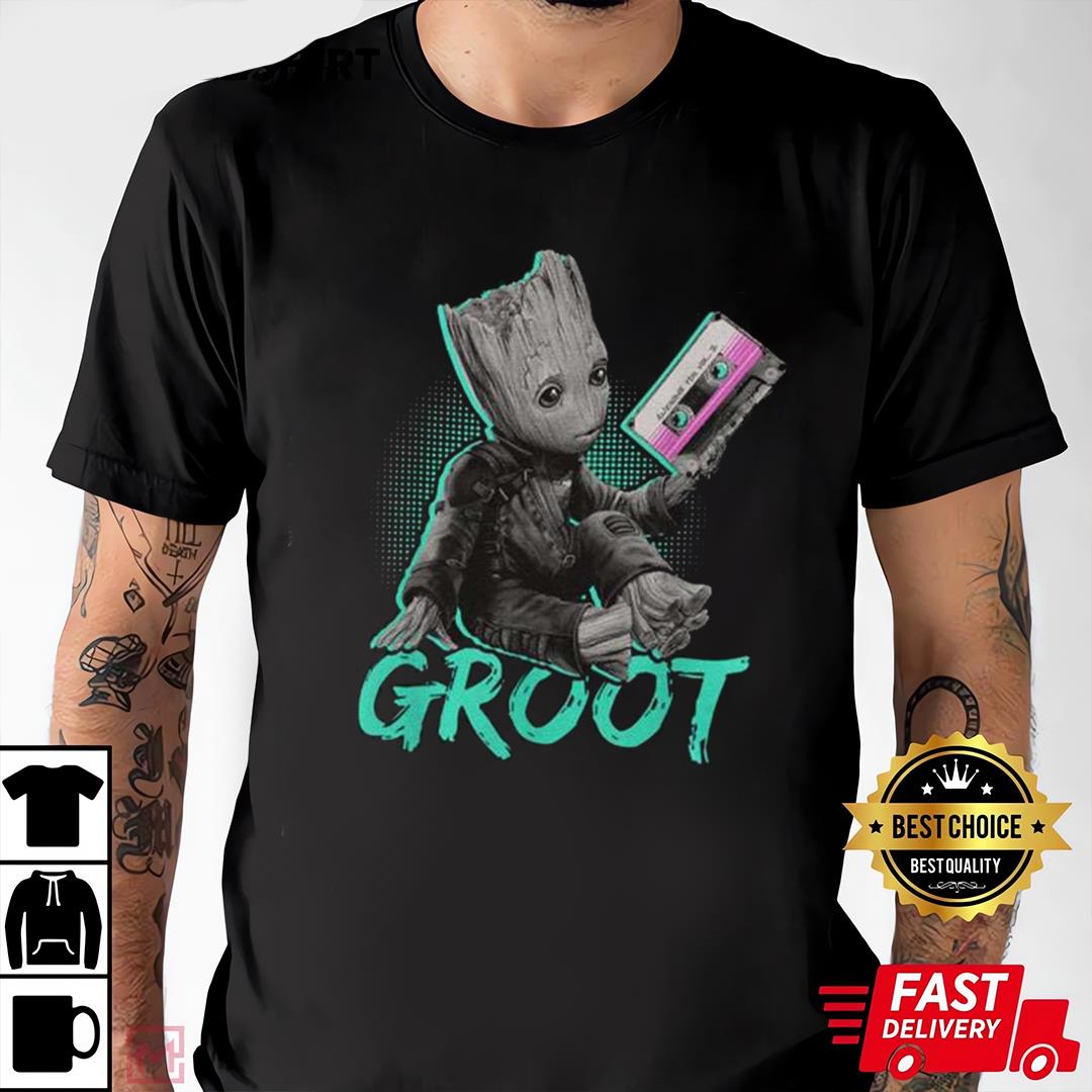 Guardians Of The Galaxy T Shirt,marvel Shirt, Baby Groot With Cassette For Comic Lover