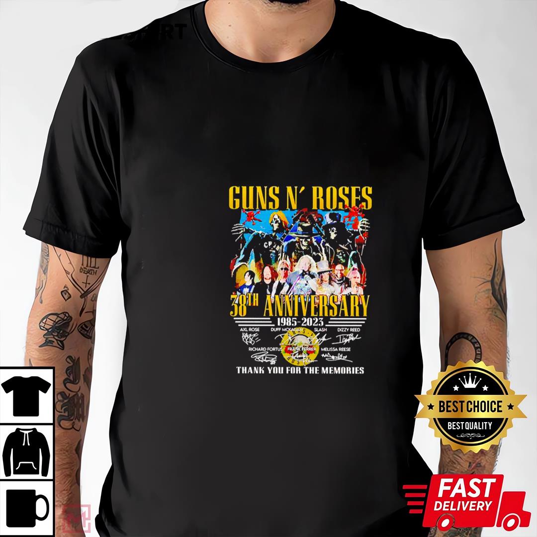 Gun N’ Roses 38th Anniversary 1985 – 2023 Thank You For The Memories T-shirt